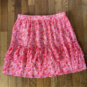 J.Crew Tiered Ruffle Mini Skirt Flowered Elastic Waist Women’s Size M